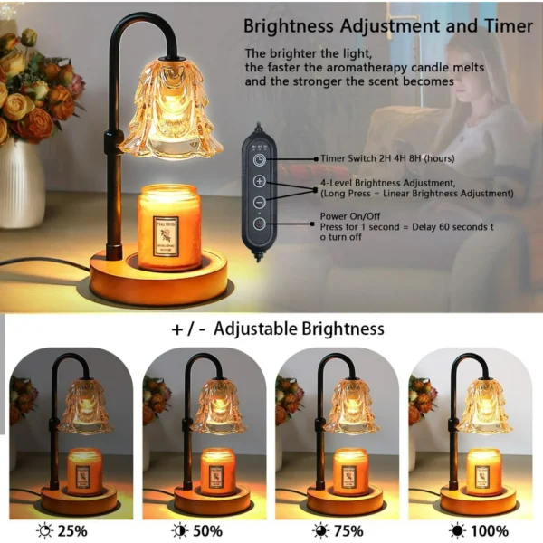 NOYAFA Candle Warmer Lamp, Dimmable Adjustable Height Lamp with Timer