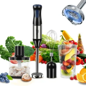 NOYAFA Immersion Blender, 4 in 1 Immersion Hand Blender, 5 Speed Stainless Steel Stick Blender with Turbo Mode
