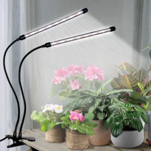 NOYAFA Grow Lights for Indoor Plants,2 Head Grow Light Full Spectrum Auto ON/Off with 4/8/12H Timer
