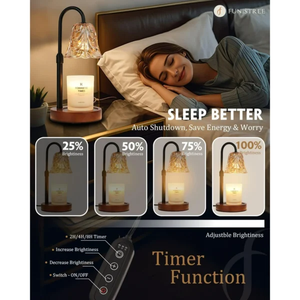 NOYAFA Candle Warmer Lamp, Dimmable Adjustable Height Lamp with Timer